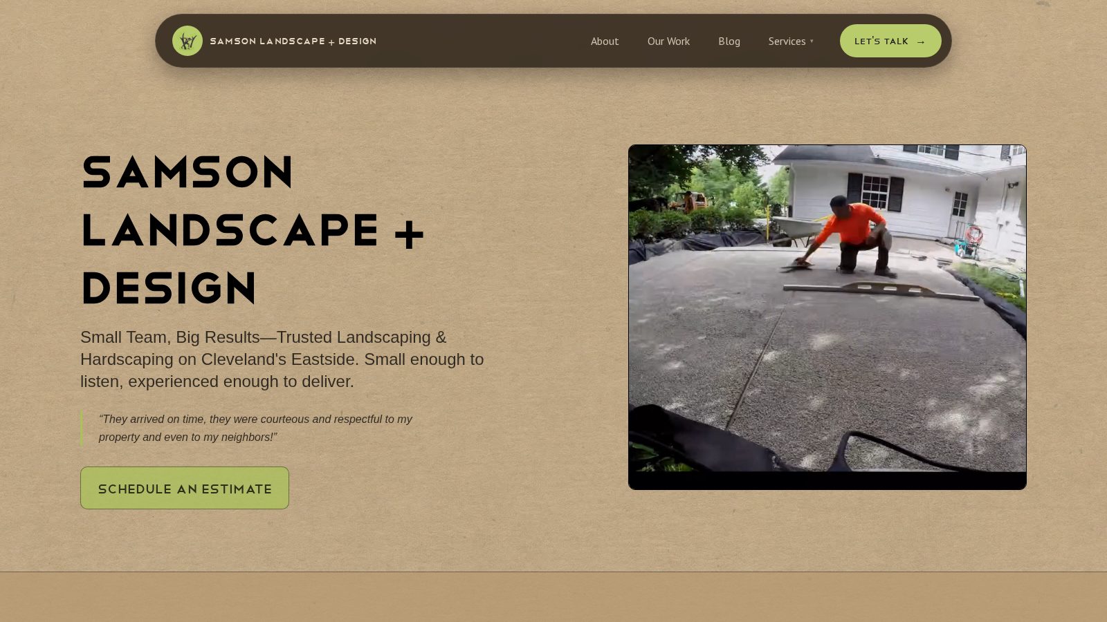 Samson Landscape homepage
